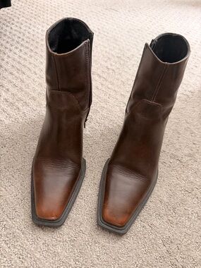 Vagabond Women's Brown Leather Square-Toe Ankle Boots